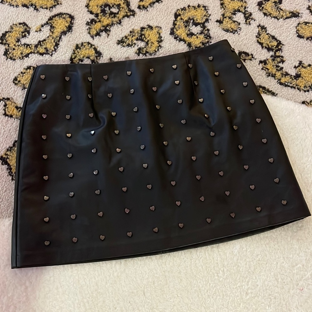 💗 Heart Studded 💗 Faux Leather Skirt